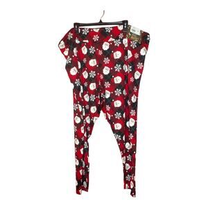 Feeling Festive New Holiday Leggings Santa Red Plaid Black Soot Size 4X 28W-30W